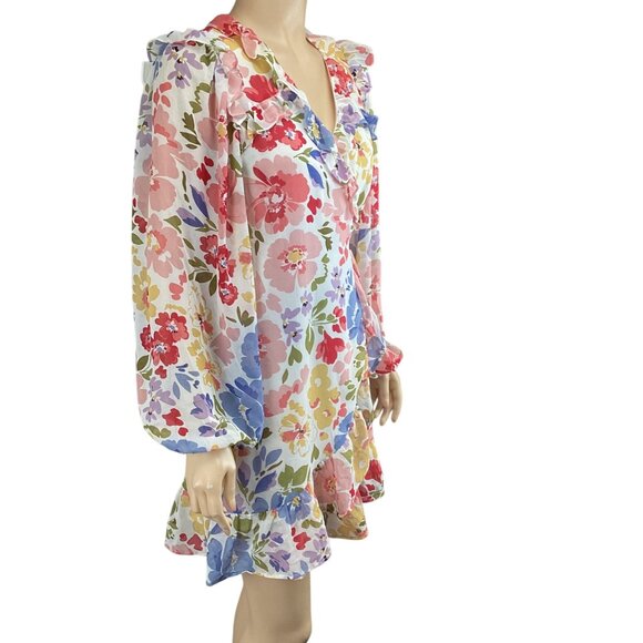 En Saison Womens Dress Size‎ XS Constantia Mini Floral Wrap Puff Long Sleeves - Picture 7 of 10